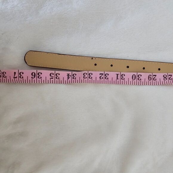Women's XL Skinny Brown Faux Leather Belt with Silver Buckle - Picture 7 of 7